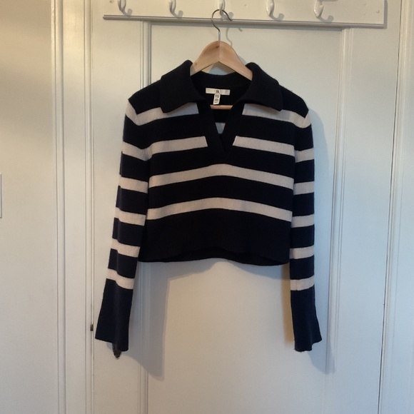 Banana Republic cashmere cropped rugby stripe sweater - Picture 2 of 10